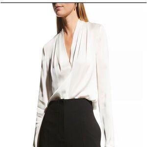 Elie Tahari Women's Cream Rosalina Long Sleeve Button-Up Blouse Size S